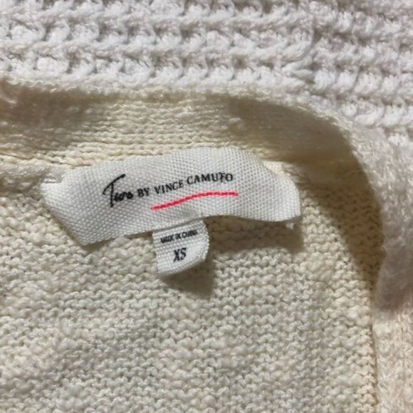 Two by Vince Camuto Cream and Black Open Front Cardigan Geometric Lightweight - Picture 5 of 8